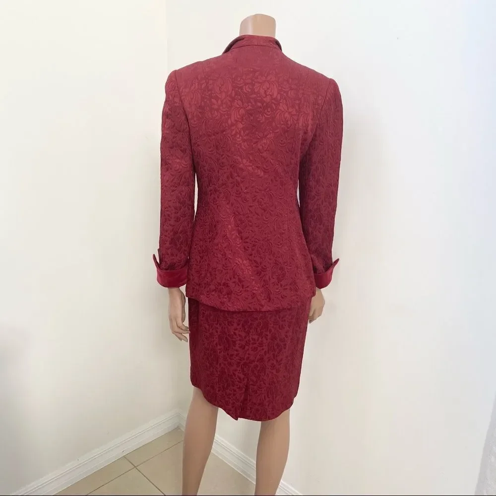 Christian Dior Wool Blend Red Jacket Skirt set 8P
